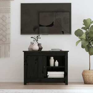 vidaXL Szafka pod TV, czarna, 70x36, 5x52 cm, lite drewno sosnowe obraz