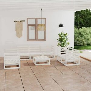vidaXL 8-cz. zestaw mebli wypoczynkowych do ogrodu, biały, sosnowy obraz