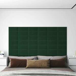 vidaXL Panele ścienne, 12 szt, ciemnozielone, 30x15 cm tkanina 0, 54 m² obraz