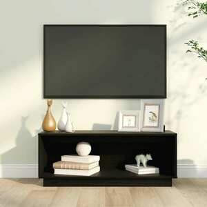 vidaXL Szafka pod telewizor, czarna, 90x35x35 cm, lite drewno sosnowe obraz