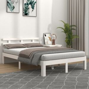 vidaXL Rama łóżka, biała, lite drewno, 140 x 200 cm obraz