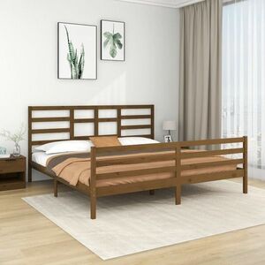 vidaXL Rama łóżka, miodowy brąz, lite drewno, 200 x 200 cm obraz