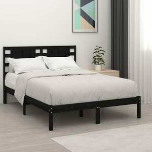 vidaXL Rama łóżka z litego drewna, czarna, 120x190 cm, 4FT, podwójna obraz