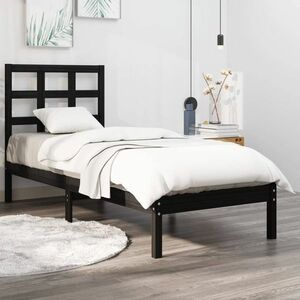 vidaXL Rama łóżka, czarna, lite drewno, 90x200 cm obraz