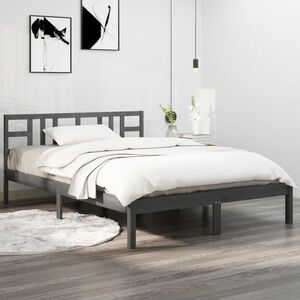 vidaXL Rama łóżka, szara, lite drewno, 140x200 cm obraz