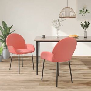 vidaXL Krzesła stołowe, 2 szt., różowe, obite aksamitem obraz