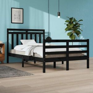 vidaXL Rama łóżka, czarna, lite drewno, 120x200 cm obraz