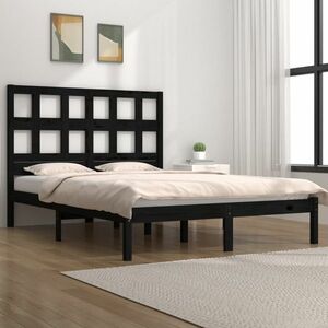 vidaXL Rama łóżka, czarna, lite drewno sosnowe, 120x190 cm, podwójna obraz