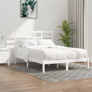 vidaXL Rama łóżka, biała, lite drewno, 160 x 200 cm obraz