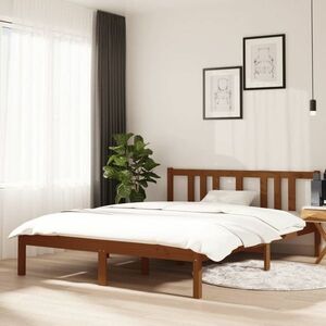 vidaXL Rama łóżka, miodowy brąz, lite drewno, 140x190 cm obraz