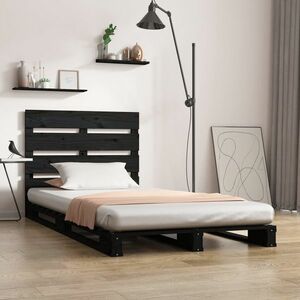 vidaXL Rama łóżka, czarna, 100 x 200 cm, lite drewno sosnowe obraz