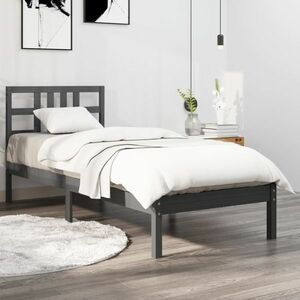 vidaXL Rama łóżka, szara, lite drewno, 100 x 200 cm obraz