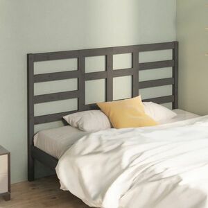 vidaXL Wezgłowie łóżka, szare, 141x4x104 cm , lite drewno sosnowe obraz