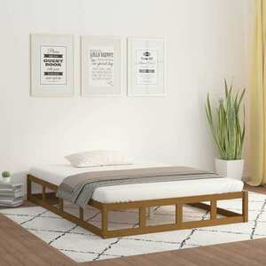 vidaXL Rama łóżka, miodowy brąz, 200 x 200 cm, lite drewno obraz