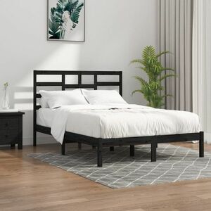 vidaXL Rama łóżka, czarna, lite drewno, 120x200 cm obraz