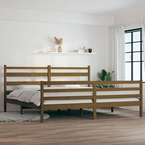vidaXL Rama łóżka, lite drewno sosnowe, 200 x 200 cm, miodowy brąz obraz