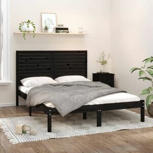 vidaXL Rama łóżka, czarna, lite drewno sosnowe, 120x200 cm obraz