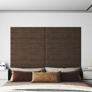 vidaXL Panele ścienne, 12 szt., brązowe, 90x15 cm, tkanina, 1, 62 m² obraz