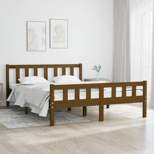 vidaXL Rama łóżka, miodowy brąz, lite drewno sosnowe, 140 x 190 cm obraz