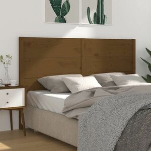 vidaXL Wezgłowie łóżka, miodowy brąz, 141x4x100cm, lite drewno sosnowe obraz
