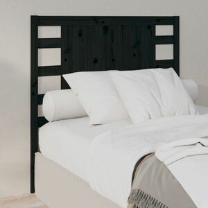 vidaXL Wezgłowie łóżka, czarne, 81x4x100 cm, lite drewno sosnowe obraz