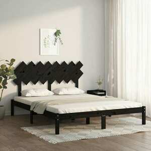 vidaXL Rama łóżka, czarna, 160 x 200 cm, lite drewno obraz
