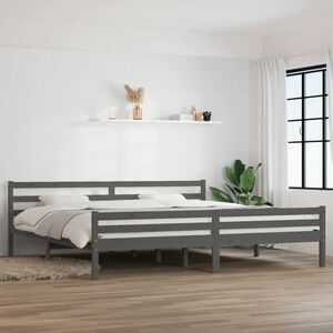 vidaXL Rama łóżka, szara, lite drewno, 200 x 200 cm obraz