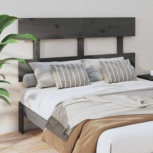 vidaXL Wezgłowie łóżka, szare, 144x3x81 cm, lite drewno sosnowe obraz
