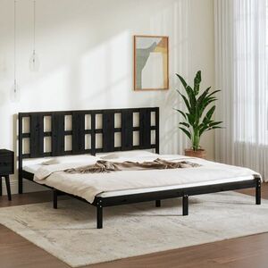 vidaXL Rama łóżka, czarna, lite drewno sosnowe, 200 x 200 cm obraz