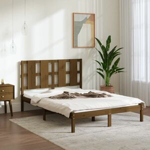 vidaXL Rama łóżka, miodowy brąz, lite drewno sosnowe, 140x200 cm obraz