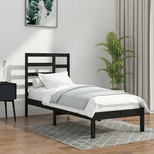 vidaXL Rama łóżka, czarna, lite drewno, 100 x 200 cm obraz