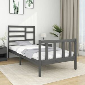 vidaXL Rama łóżka, szara, lite drewno, 90x190 cm, pojedyncza obraz