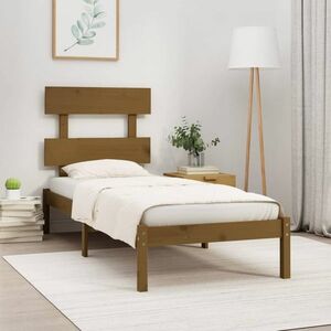 vidaXL Rama łóżka, miodowy brąz, lite drewno, 100 x 200 cm obraz
