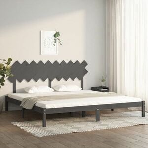 vidaXL Rama łóżka, szara, 200 x 200 cm, lite drewno obraz