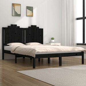 vidaXL Rama łóżka, czarna, lite drewno sosnowe, 200 x 200 cm obraz