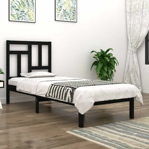 vidaXL Rama łóżka, czarna, lite drewno sosnowe, 90x190 cm, pojedyncza obraz