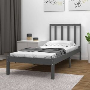 vidaXL Rama łóżka, szara, drewno sosnowe, 90x190 cm, pojedyncza obraz