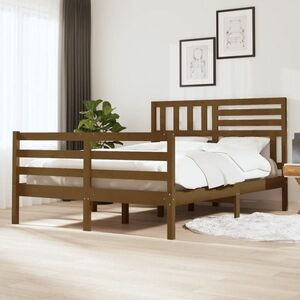 vidaXL Rama łóżka, miodowy brąz, lite drewno, 140x200 cm obraz