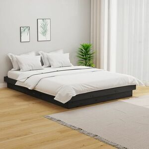 vidaXL Rama łóżka, szara, lite drewno, 120x190 cm, podwójna obraz