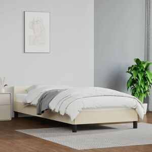 vidaXL Rama łóżka z zagłówkiem, kremowa, 80x200 cm, sztuczna skóra obraz
