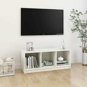 vidaXL Szafka pod telewizor, biała, 104x33x41 cm, lite drewno sosnowe obraz
