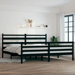 vidaXL Rama łóżka, lite drewno sosnowe, 200 x 200 cm, czarna obraz