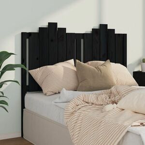 vidaXL Wezgłowie łóżka, czarne, 126x4x110 cm, lite drewno sosnowe obraz