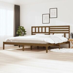 vidaXL Rama łóżka, miodowy brąz, lite drewno sosnowe, 200 x 200 cm obraz