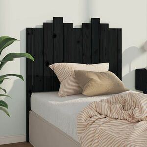 vidaXL Wezgłowie łóżka, czarne, 96x4x110 cm, lite drewno sosnowe obraz