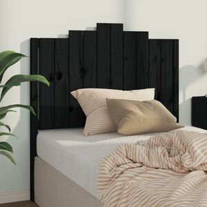 vidaXL Wezgłowie łóżka, czarne, 106x4x110 cm, lite drewno sosnowe obraz