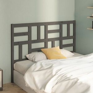vidaXL Wezgłowie łóżka, szare, 126x4x104 cm, lite drewno sosnowe obraz