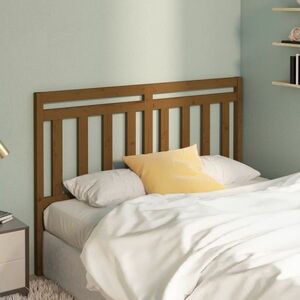 vidaXL Wezgłowie łóżka, brązowe, 126x4x100 cm, lite drewno sosnowe obraz