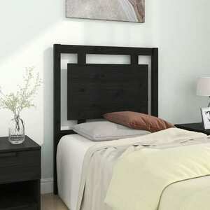 vidaXL Wezgłowie łóżka, czarne, 80, 5x4x100 cm, lite drewno sosnowe obraz