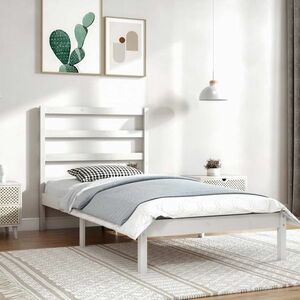 vidaXL Rama łóżka, biała, lite drewno sosnowe, 90x200 cm obraz